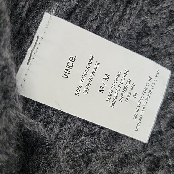 Vince. Charcoal Gray Honeycomb Yak Wool Blend Long Open Front Cardigan Sweater M - Picture 4 of 16